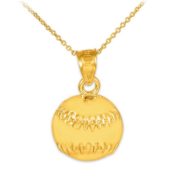 14k Solid Gold Baseball Softball Pendant Charm